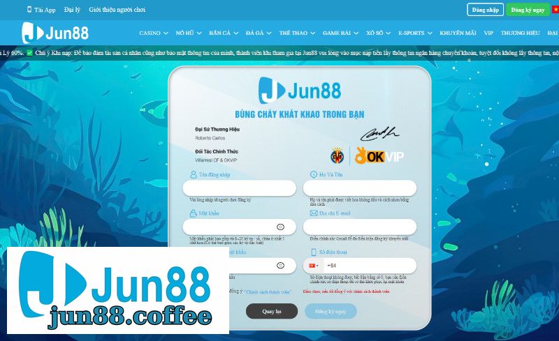 Đăng Ký Jun88  Với Đầy Đủ Các Thông Tin Cá Nhân