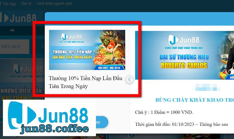 Hãy Nhận Mỗi Ngày 10% Tiền Khuyến Mãi Jun88